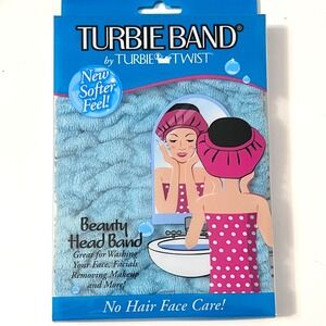 Turbie Twist Turbie Band Blue Head Band Makeovers Makeup Facial Spa Holds Hair
